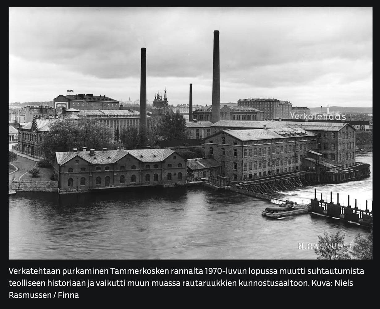 Verkatehdas kaikessa komeudessaan Takoa vastapäätä. Tämä purettiin 70-luvulla.